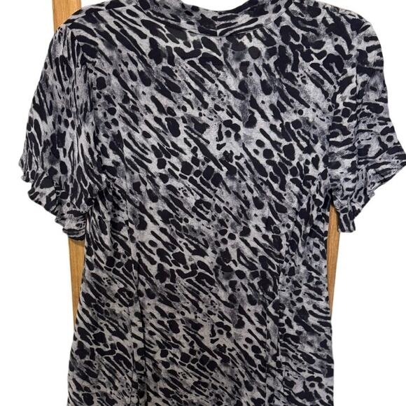 AllSaints Fay Ambient Dress Animal Print Back Tie Mini Gray Black Size Small - Picture 8 of 12
